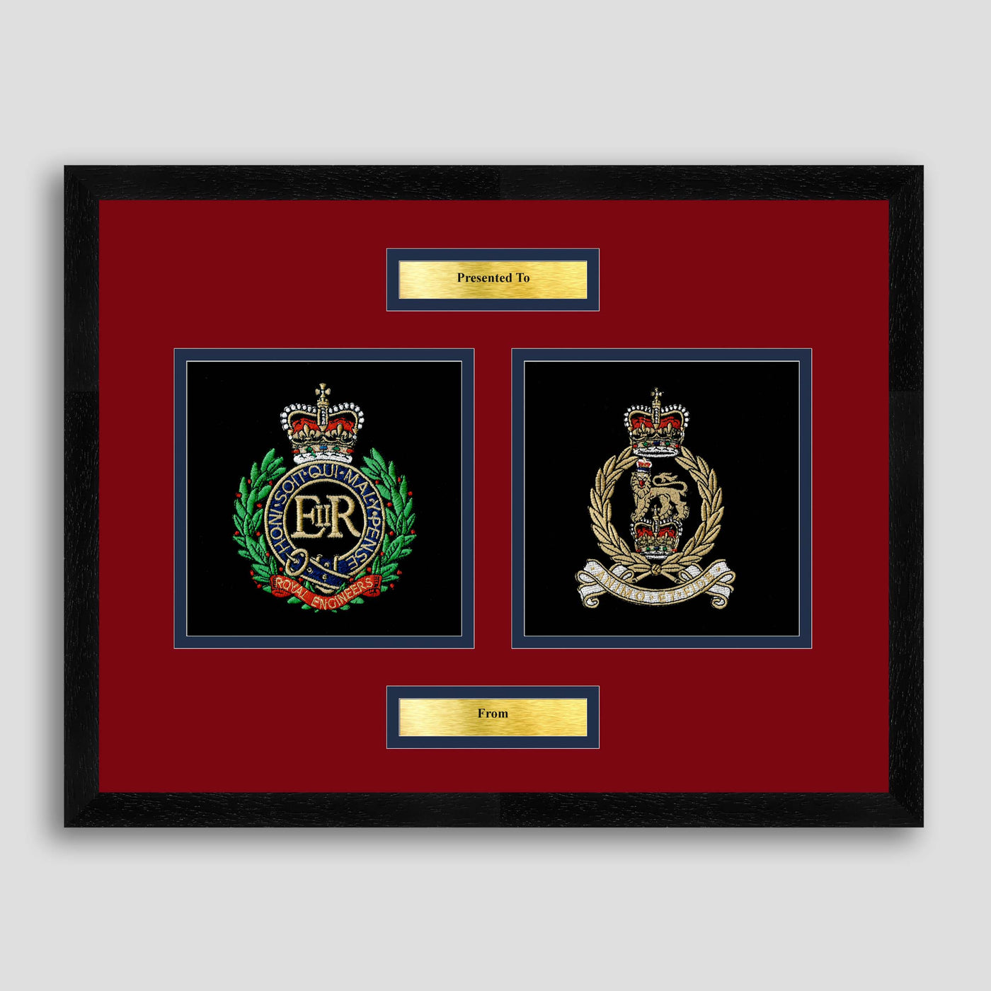 Royal Engineers & AGC (SPS) Framed Military Embroidery Presentation