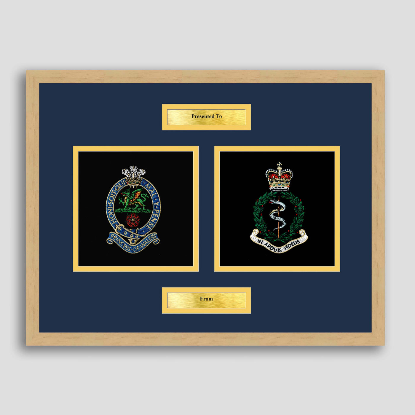 PWRR Regiment & RAMC Framed Military Embroidery Presentation