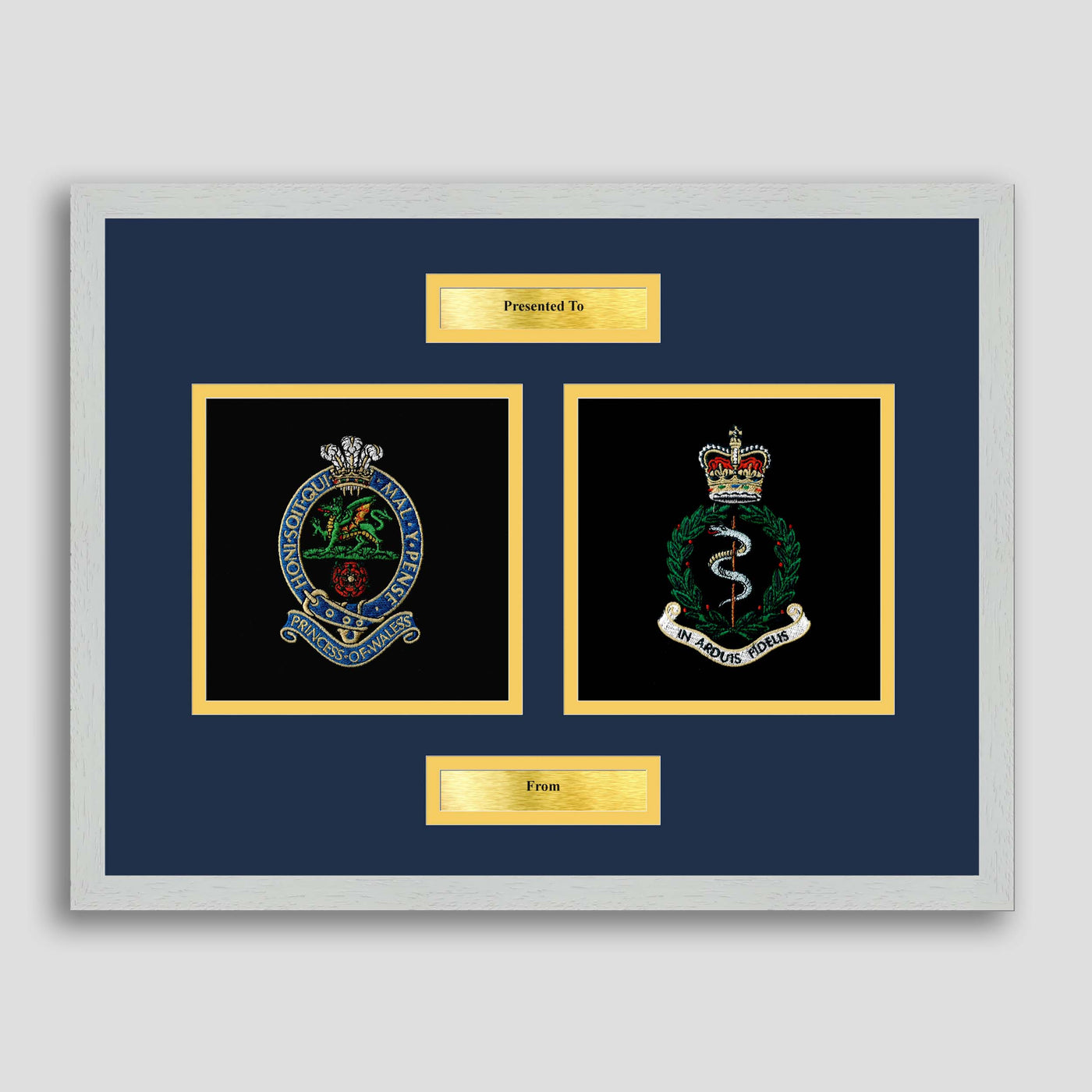 PWRR Regiment & RAMC Framed Military Embroidery Presentation