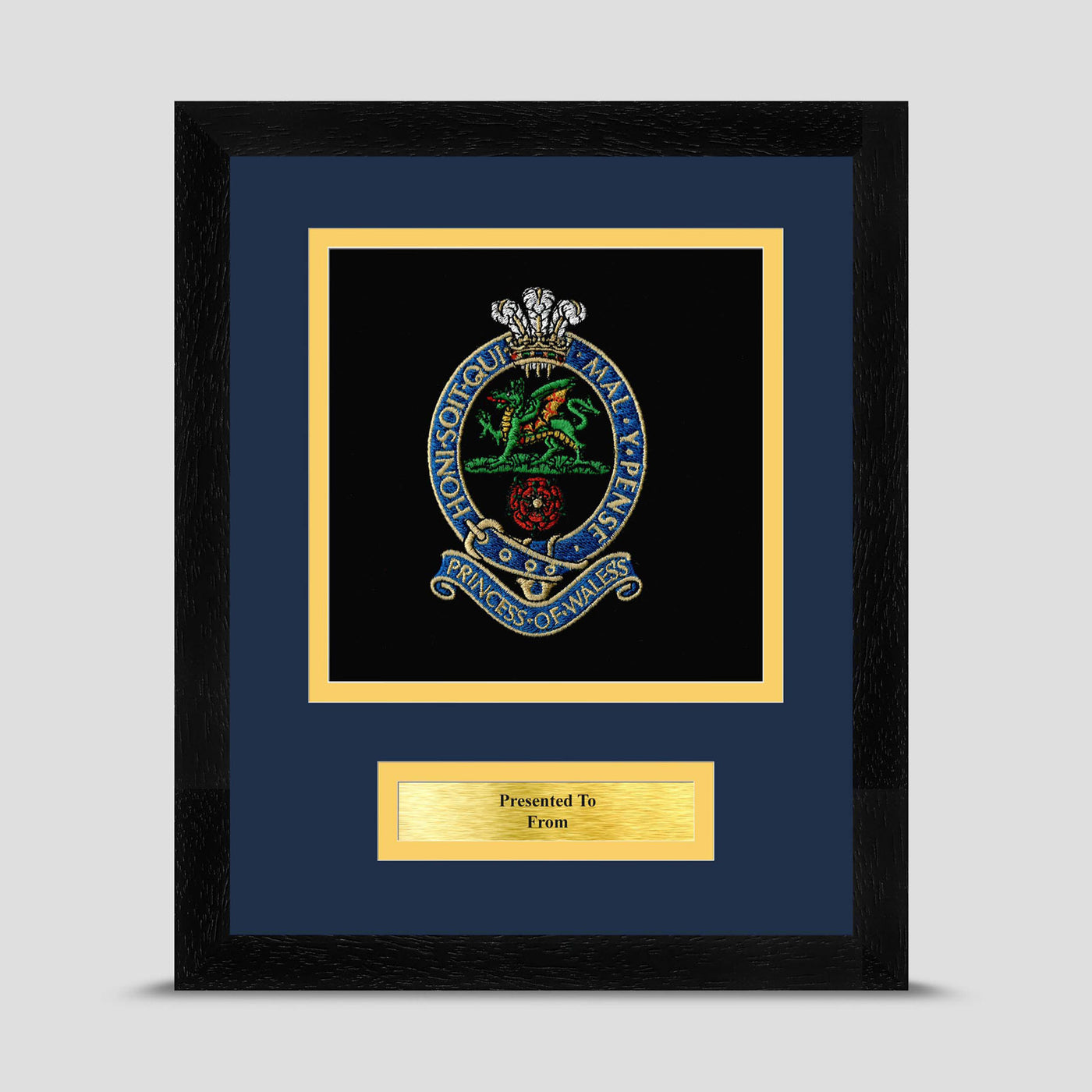 Princess of Wales's Royal Regiment Framed Military Embroidery Presentation