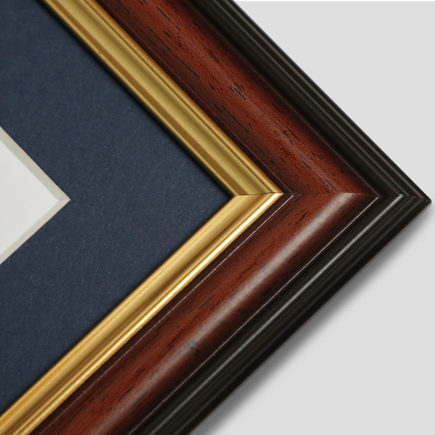 Triple Portrait Photo Frame Brown with Gold Trim available in 5x3.5, 6x4 & 7x5 size