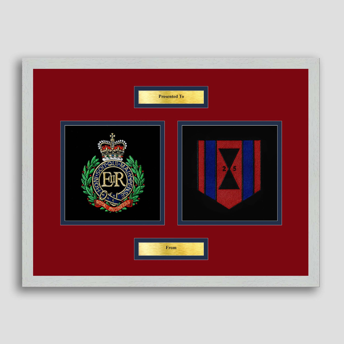Royal Engineers & 25 Engineer Group Framed Military Embroidery Presentation