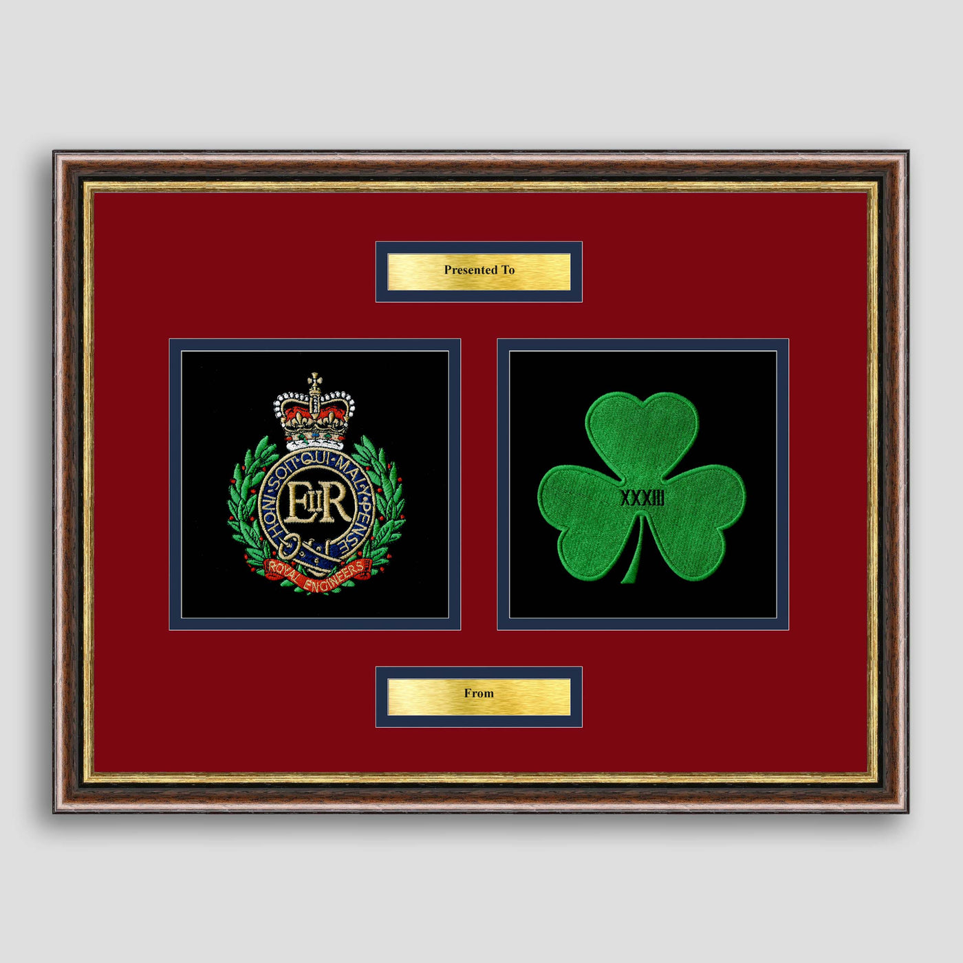 Royal Engineers & 33 Armoured Engineer Squadron Framed Military Embroidery Presentation