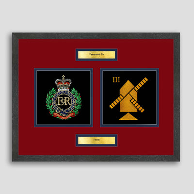 Royal Engineers & 3 Armoured Engineer Squadron Framed Military Embroidery Presentation