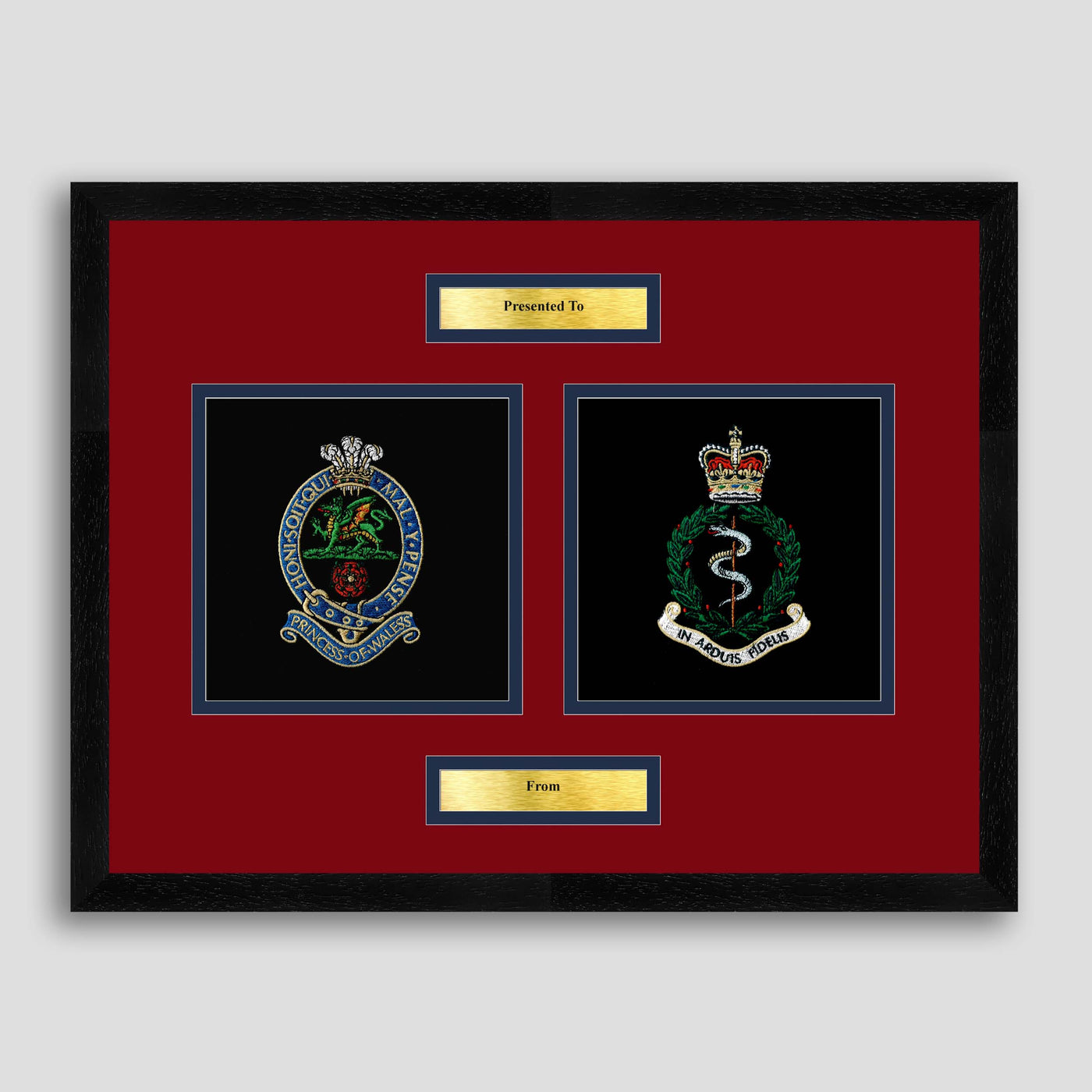 PWRR Regiment & RAMC Framed Military Embroidery Presentation