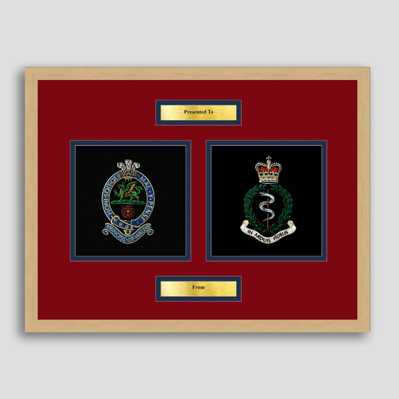 PWRR Regiment & RAMC Framed Military Embroidery Presentation