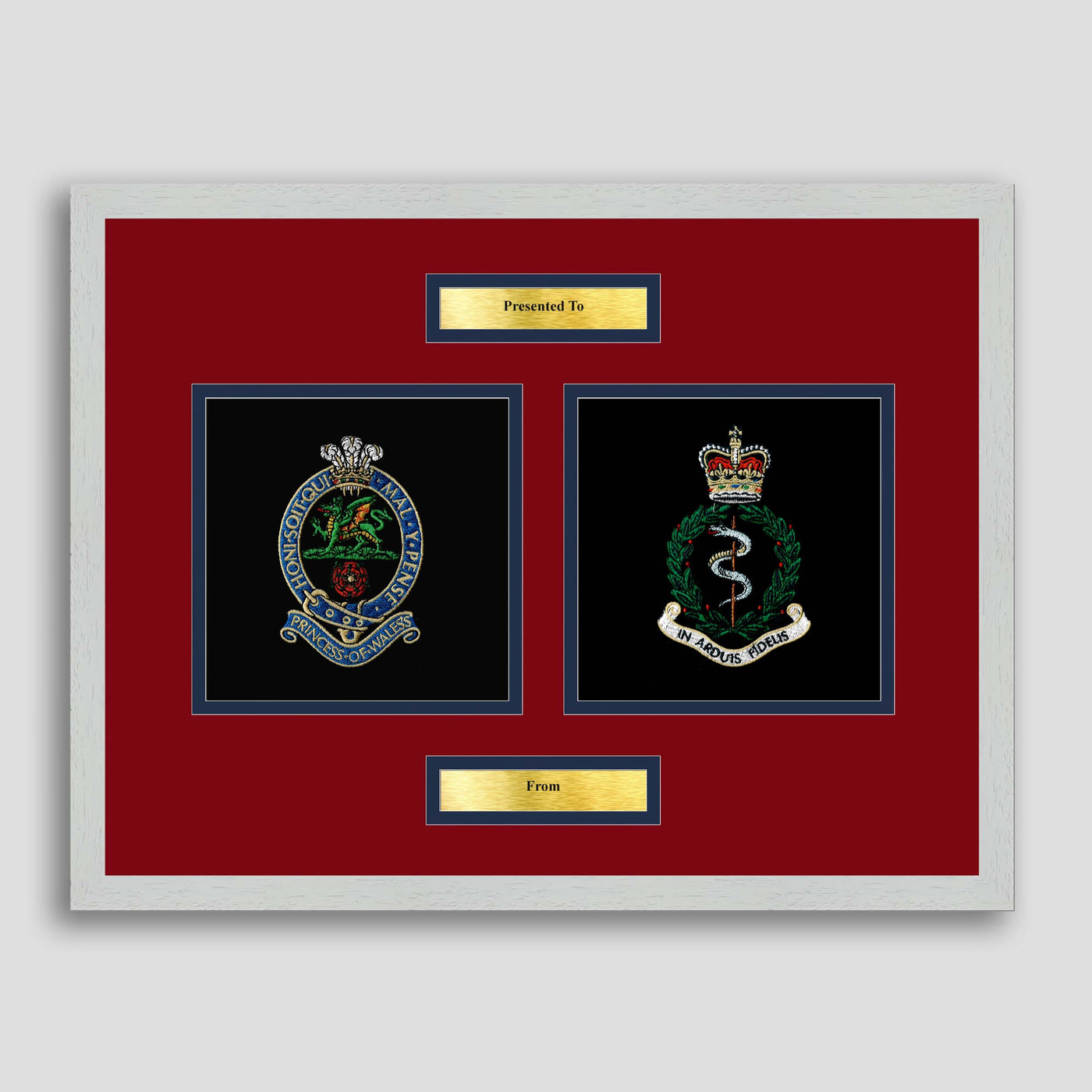 PWRR Regiment & RAMC Framed Military Embroidery Presentation