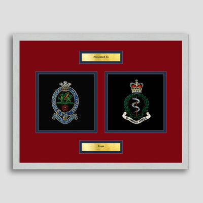 PWRR Regiment & RAMC Framed Military Embroidery Presentation