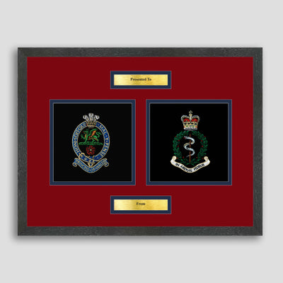 PWRR Regiment & RAMC Framed Military Embroidery Presentation