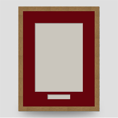 16x12 Classic Oak Style Picture Frame Including a A4 Mount with text box - Portrait