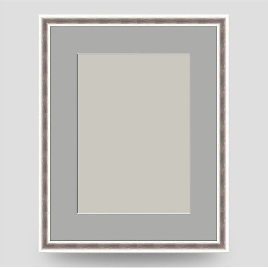 9x7 Thin Silver Cushion Picture Frame Including a 7x5 Mount