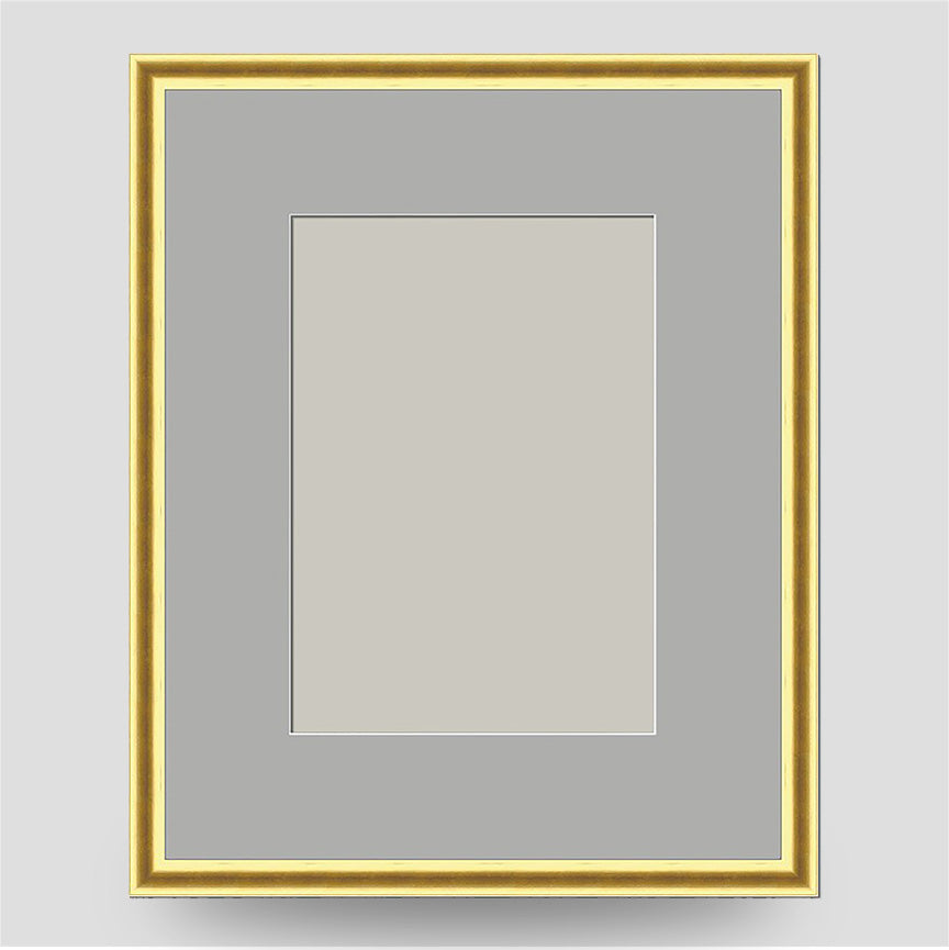 10x8 Thin Gold Cushion Frame with a 7x5 Mount