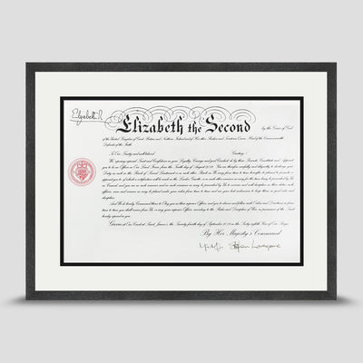 Military Warrant Commission Scroll picture frame with a soft white & black mount