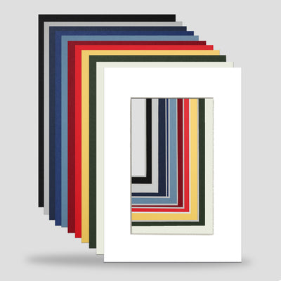 7x5 picture frame mounts available in a variety of colours. Machine cut for the perfect cut, ideal for prints, arts, photographs and objects.  Standard size picture frame mounts are 1400 micron thick and conservation grade.