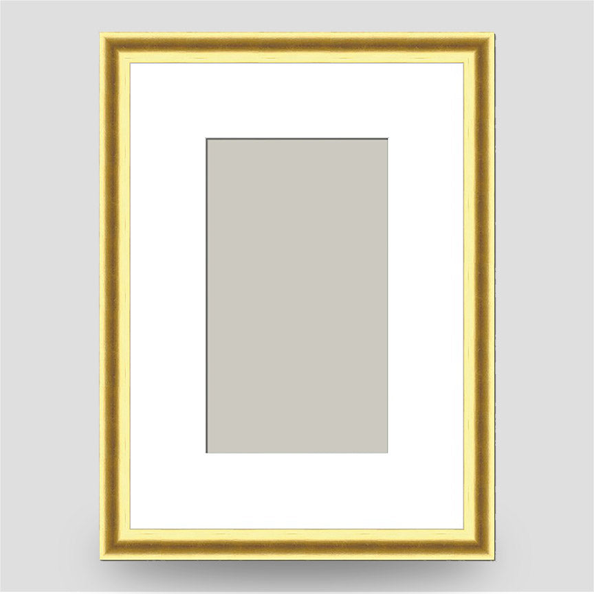 7x5 Thin Gold Cushion Picture Frame with a 5x3 Mount