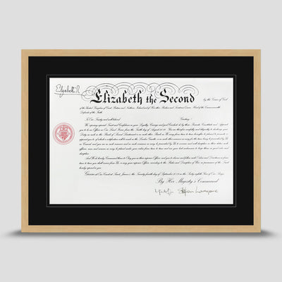 Military Warrant Commission Scroll picture frame with a double mount in black