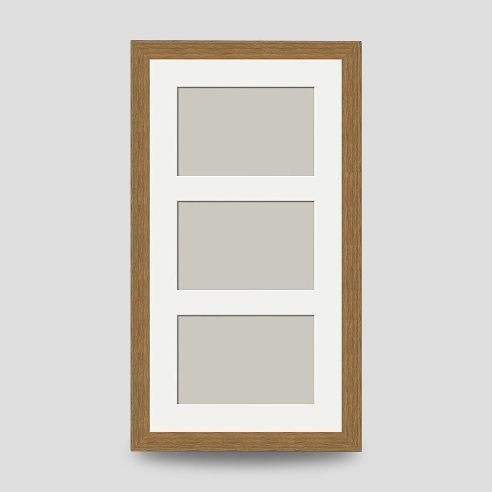 Triple Landscape Photo Frame Classic Oak Style available in 5x3.5, 6x4 & 7x5 size