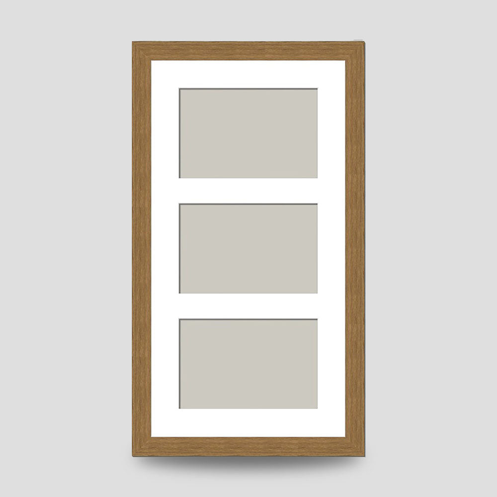Triple Landscape Photo Frame Classic Oak Style available in 5x3.5, 6x4 & 7x5 size