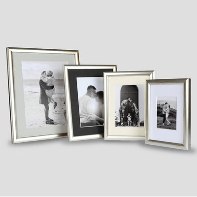 8x8 Thin Silver Cushion Picture Frame with a 4x4 Mount