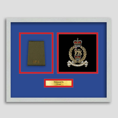 Adjutant General's Corps SPS Embroidery & Rank Slide Framed Military Embroidery Presentation