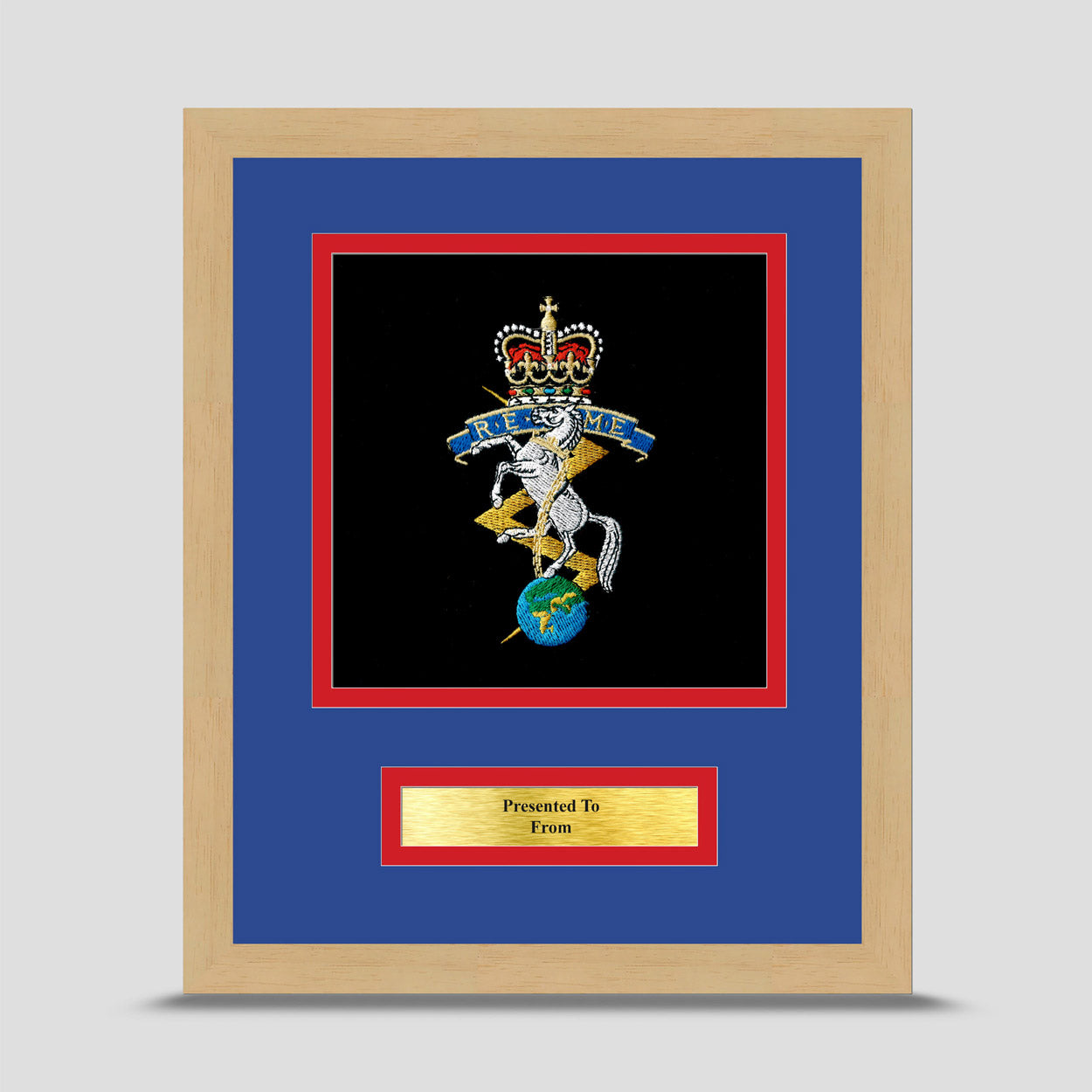 Royal Electrical Mechanical Engineers Framed Military Embroidery Presentation REME