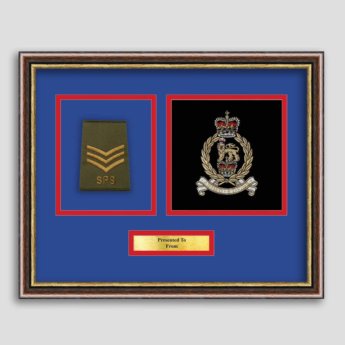 Adjutant General's Corps SPS Embroidery & Rank Slide Framed Military Embroidery Presentation