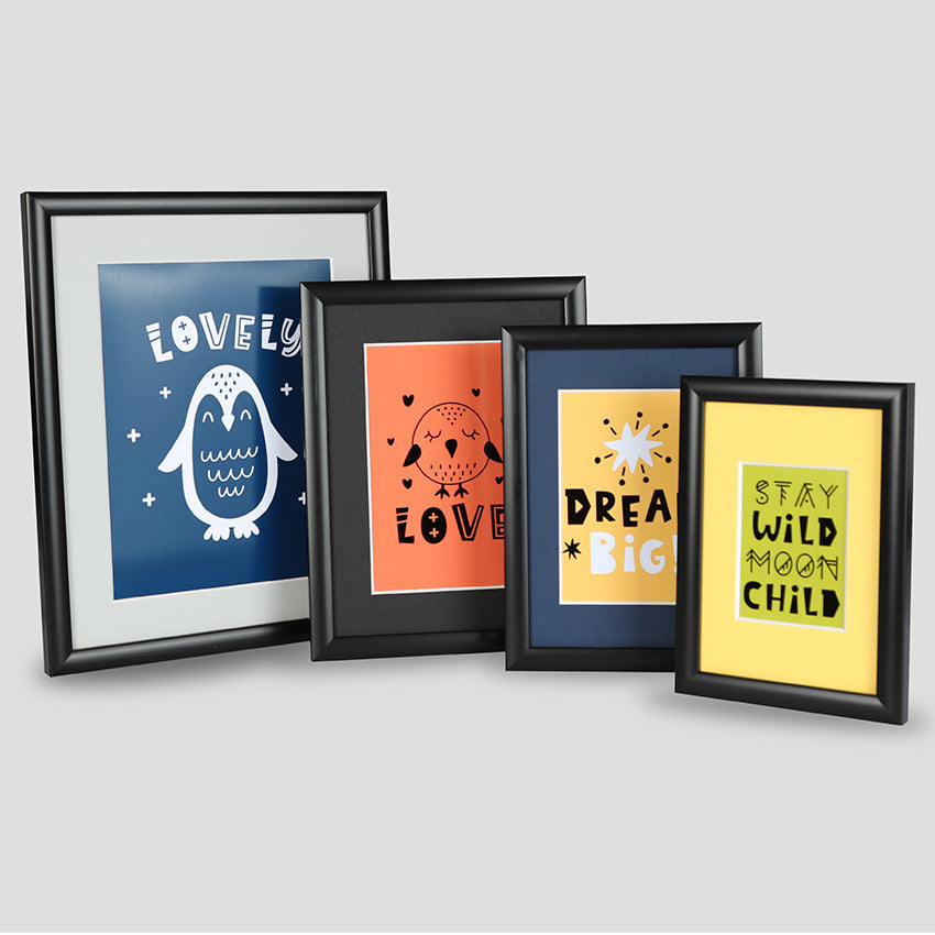 7x5 Thin Black Cushion Picture Frame with a 5x3 Mount