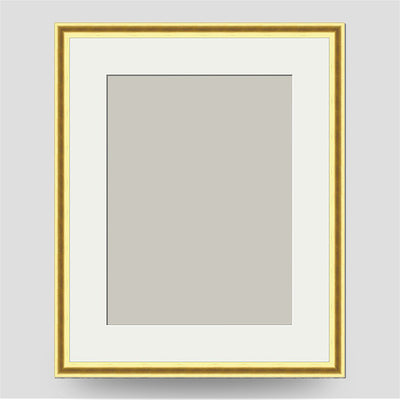 10x8 Thin Gold Cushion Picture Frame with a 8x6 Mount