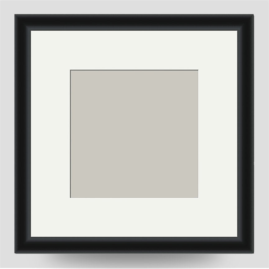 6x6 Thin Black Cushion Picture Frame with a 4x4 Mount