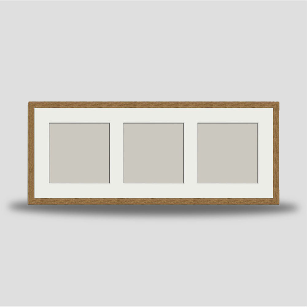 Oak Style Triple Landscape Frame Square Size Print available in 4x4, 5x5 & 6x6 Sizes