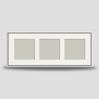 Thin Silver Cushion Triple Landscape Frame Square available in 4x4, 5x5 and 6x6 sizes