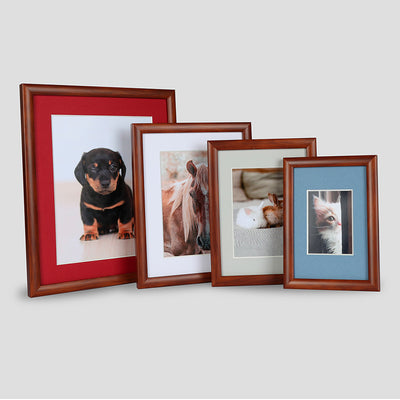 8x8 Thin Brown Cushion Picture Frame with a 6x6 Mount