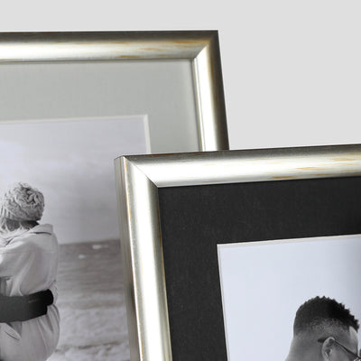 9x7 Thin Silver Cushion Picture Frame Including a 7x5 Mount