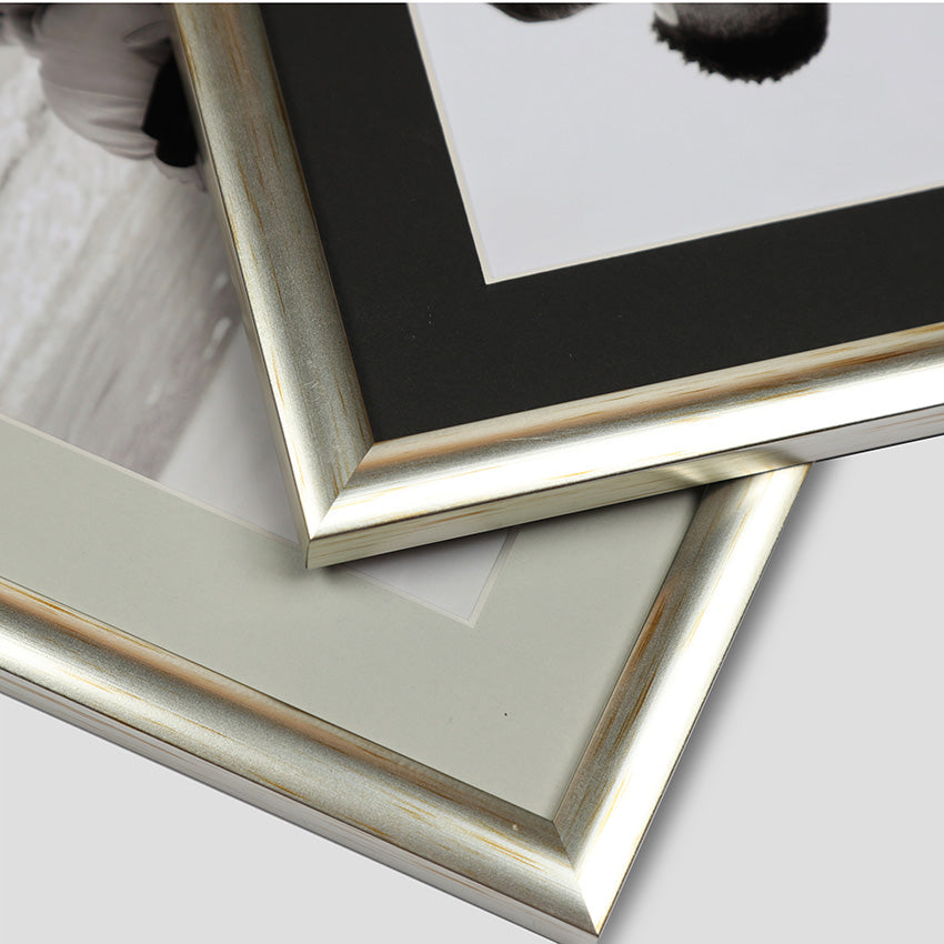 7x5 Thin Silver Cushion Picture Frame with a 5x3 Mount