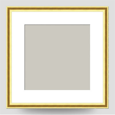 8x8 Thin Gold Cushion Picture Frame with a 6x6 Mount
