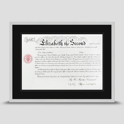 Military Warrant Commission Scroll picture frame with a double mount in black