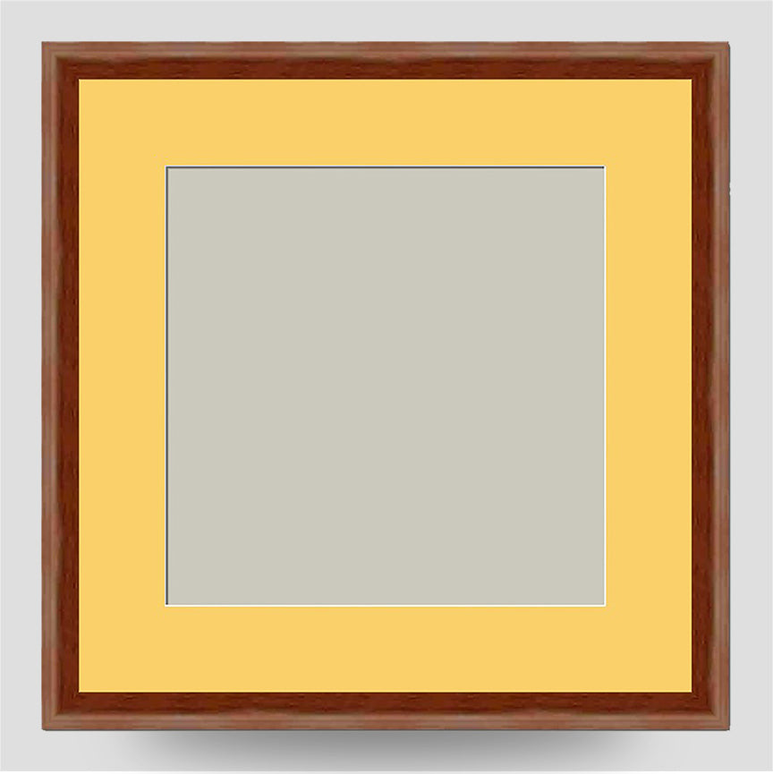 8x8 Thin Brown Cushion Picture Frame with a 6x6 Mount