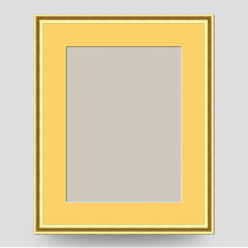 10x8 Thin Gold Cushion Picture Frame with a 8x6 Mount