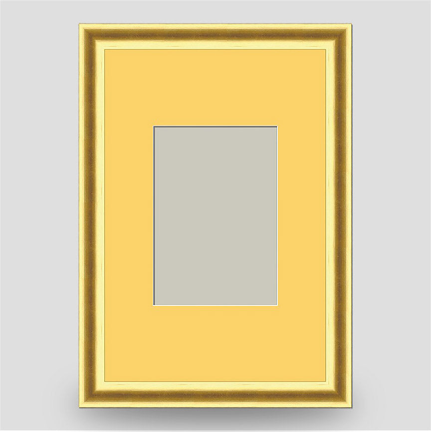 6x4 Thin Gold Cushion Picture Frame with a 3.5x2.5 Mount