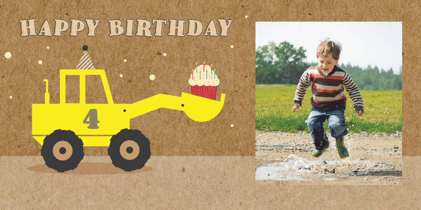 Personalised Digger Birthday Banner
